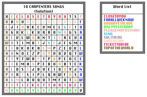 10 Carpenters Songs (Solution)