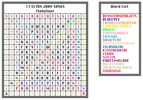 17 Elton John Songs (Solution)