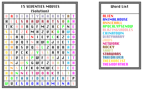 15 Seventies Movies (Solution)